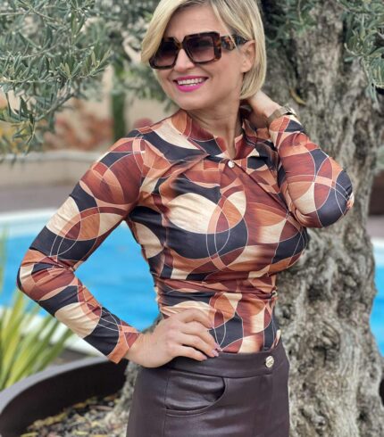 Mystic Day Lilla Felső / barna mintás /