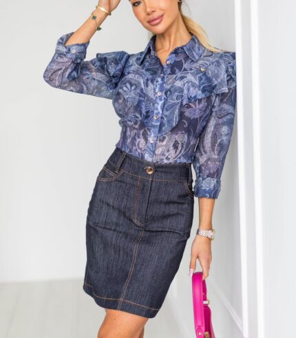 Mystic Day Cintia Felső / farmerkék mintázattal /