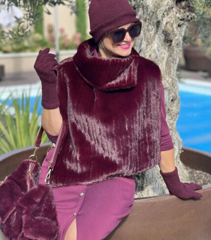 Szőrme Mellény / Burgundy /